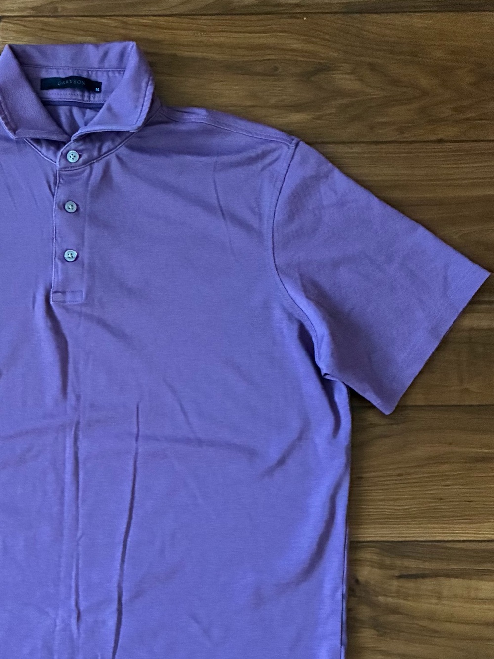 Greyson Men’s Short Sleeve Polo Size M Purple Quarter Button